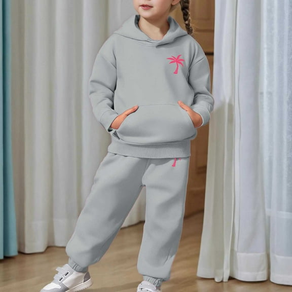 LIUYUNNN Kids Toddler Sweatsuit 2 Piece Long Sleeve Letter Grey Pullover Hoodie Sweatpants Joggers Set Fall Clothes Boys Jogger Set 8-9 Years Boys Girls Fall and Winter Outfits