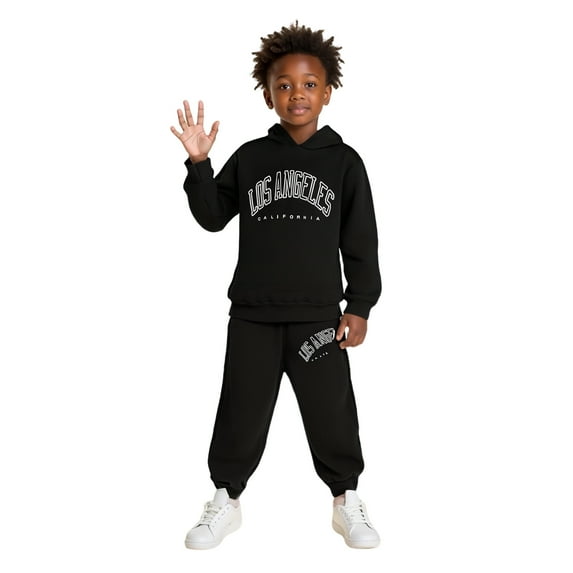 LIUYUNNN Kids Toddler Sweatsuit 2 Piece Long Sleeve Letter Pullover Hooded Sweatshirt Leggings Pants Winter Clothes 9-10 Years Old Boy Clothes Boys Girls Fall and Winter Outfits