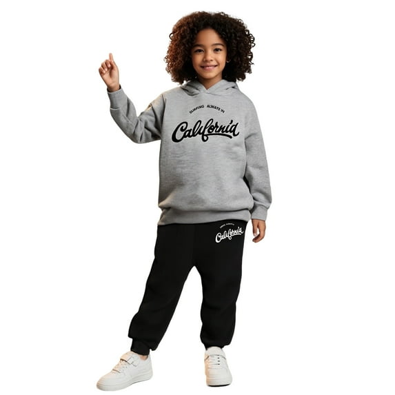 LIUYUNNN Kids Toddler Sweatsuit 2 Piece Long Sleeve Letter Pullover Hooded Sweatshirt Sweatpants Set Fall Winter Clothes Toddler Boys Clothes 12-13 Years Boys Girls Fall and Winter Outfits