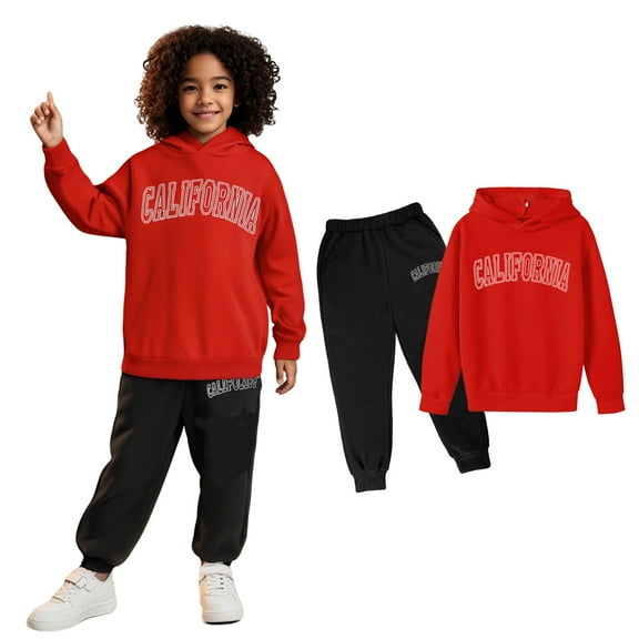 LIUYUNNN Kids Toddler Sweatsuit 2 Piece Long Sleeve Letter Pullover Hoodie and Sweatpants Fall Clothes Girls Clothing Size 7-8 Years Boys Girls Fall and Winter Outfits