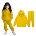thumbnail image 1 of LIUYUNNN Kids Toddler Sweatsuit 2 Piece Long Sleeve Solid Color Pullover Pullover Hoodie and Jogger Sweatpants Fall Clothes Teen Girls Trendy Clothes 6-7 Years Boys Girls Fall and Winter Outfits, 1 of 4