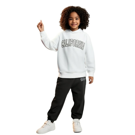 LIUYUNNN Kids Toddler Sweatsuit 2PC Long Sleeve Letter Pullover Pullover Hoodie and Jogger Pants Fall Clothes Girls Matching Sets 5-6 Years Boys Girls Fall and Winter Outfits