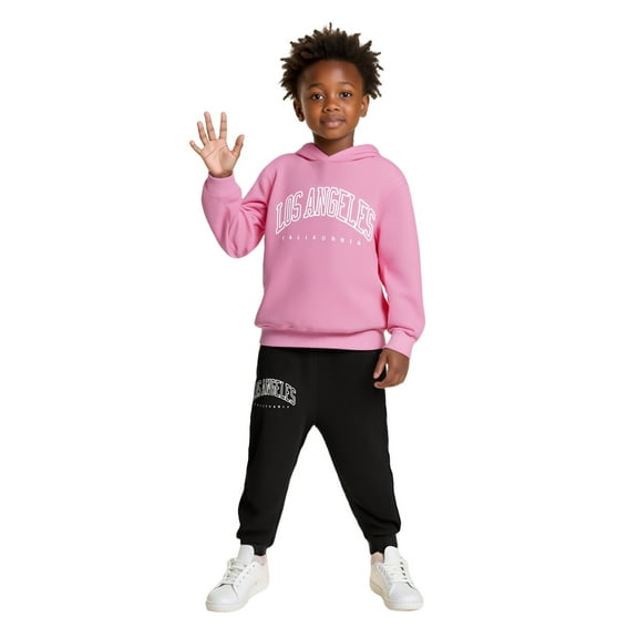 LIUYUNNN Kids Toddler Sweatsuit 2PC Long Sleeve Letter Pullover Soft Hoodie Sweatpants Fall Winter Clothes Boys Active Tracksuit Set 5-6 Years Boys Girls Fall and Winter Outfits