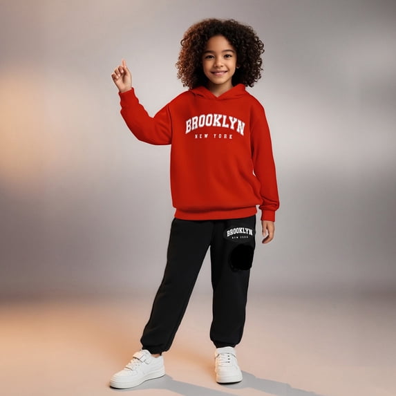 LIUYUNNN Kids Toddler Sweatsuit 2PC Long Sleeve Letter Pullover Sweatshirt and Sweatpants Fall Clothes Tween Clothes 12-13 Years Boys Girls Fall and Winter Outfits