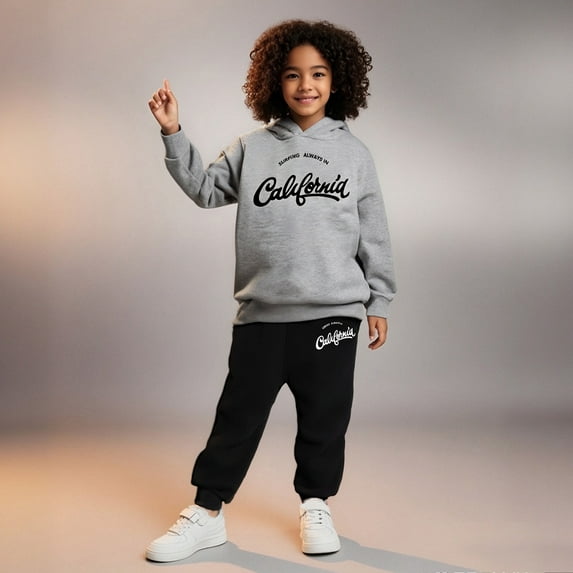 LIUYUNNN Kids Tracksuit Athletic Sweatsuits Sets 2PC Long Sleeve Letter Pullover Hoodie and Jogger Pants Fall Winter Clothes Clothes for 5-6 Years Old Girls Boys Girls Fall and Winter Outfits