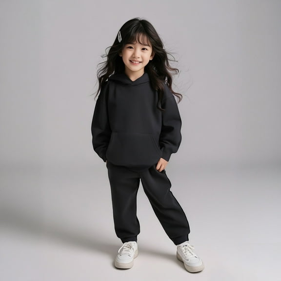 LIUYUNNN Kids Tracksuit Athletic Sweatsuits Sets 2PC Long Sleeve Solid Color Pullover Pullover Hoodie Sweatpants Fall Clothes Girl Sets 10-11 Years Boys Girls Fall and Winter Outfits