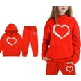thumbnail image 1 of LIUYUNNN Kids Tracksuit Sets 2 Piece Long Sleeve Pullover Red Heart Pullover Hoodie Sweatshirt Jogger Set Fall Winter Clothes 7-8 Years Girls Outfits Boys Girls Autumn and Winter Outfits, 1 of 4