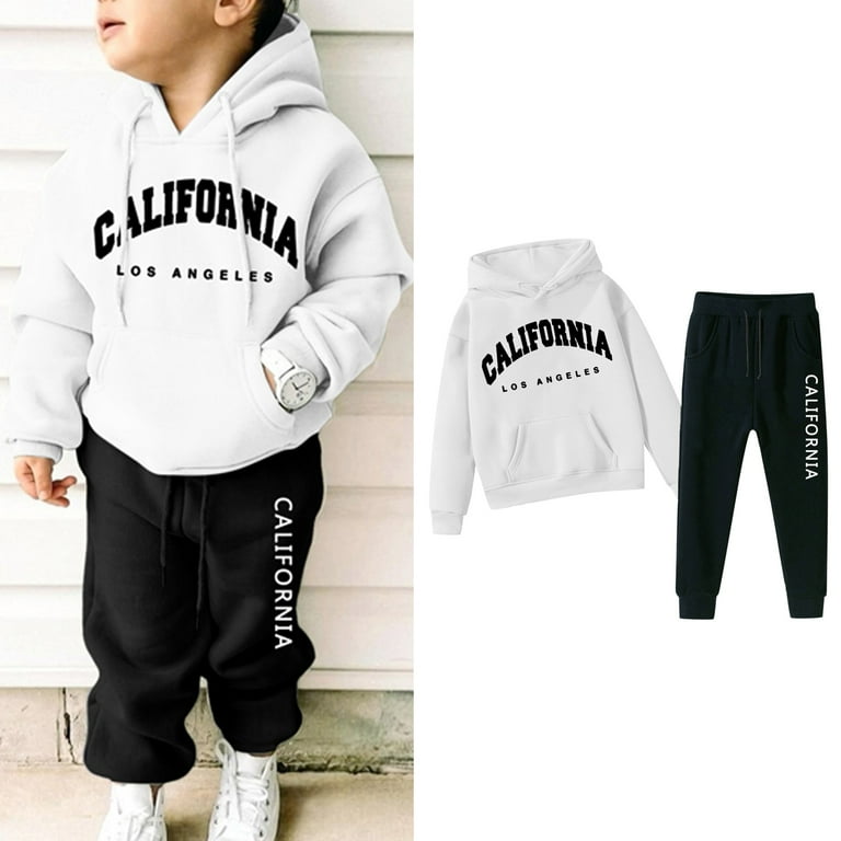 LIUYUNNN Kids Tracksuit Sets 2PC Long Sleeve Pullover White Letter