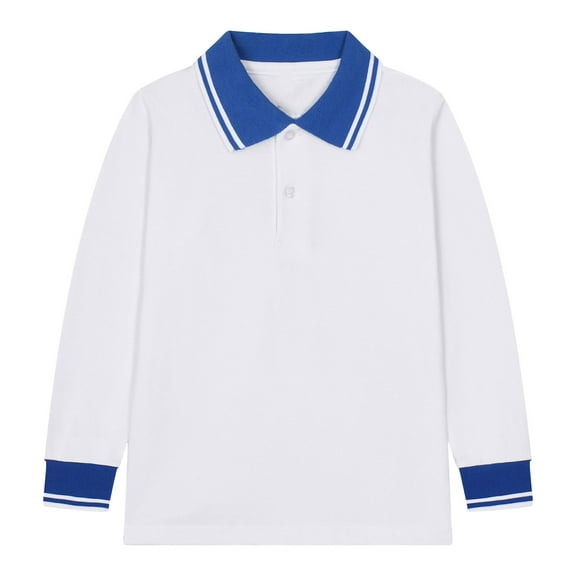 LIUYUNNN Kids Boys Polo Shirts Long Sleeve Kids Blue Button down Shirt Boys Uniform Shirts Classic 8-9 Years ClothesBoys Girls Four Seasons Outfits