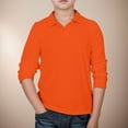 thumbnail image 1 of LIUYUNNN Kids Youth Polo Shirts for Boys Long Sleeve Orange Button down Shirt Boys School Uniform Classic 9-10 Years Boy Clothes Boys Girls Four Seasons Outfits, 1 of 8