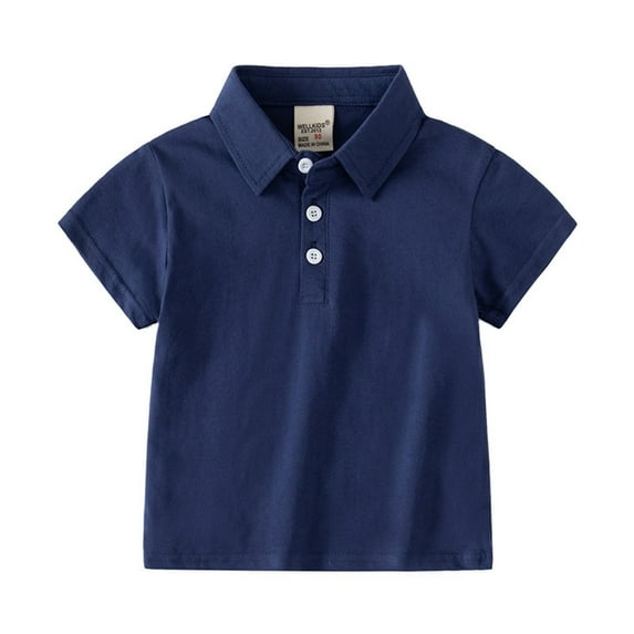LIUYUNNN Kids Polo Shirts Boys Short Sleeve Kids Navy Button down Shirt School Uniform Casual Collared Shirt 4-5 Years Boys ClothesBoys Girls Four Seasons Outfits