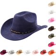 thumbnail image 1 of LIUYUNNN Leather Hat Western Cowboy Hat With Curved Brim For And Outdoor Adventure Travel Riding Country Style, One Size, 1 of 4