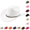 thumbnail image 1 of LIUYUNNN Leather Hat Western Cowboy Hat With Curved Brim For And Outdoor Adventure Travel Riding Country Style, One Size, 1 of 4