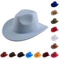 thumbnail image 1 of LIUYUNNN Little Boys Cowboy Hat Stylish Cowboy Hat Western Wool Mid Brim Performance Hat For Outdoor Casual Wear Ethnic Folk Design, One Size, 1 of 4