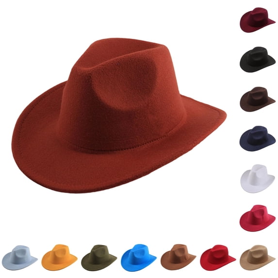 LIUYUNNN Little Boys Cowboy Hat Stylish Cowboy Hat Western Wool Mid Brim Performance Hat For Outdoor Casual Wear Ethnic Folk Design, One Size