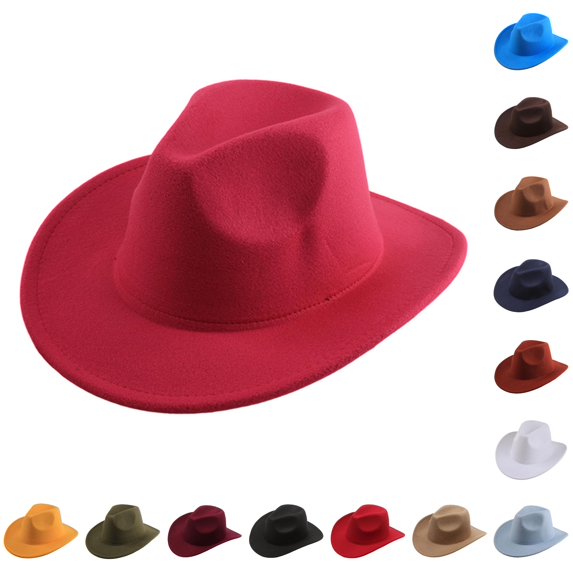 LIUYUNNN Little Boys Cowboy Hat Stylish Cowboy Hat Western Wool Mid Brim Performance Hat For Outdoor Casual Wear Ethnic Folk Design, One Size
