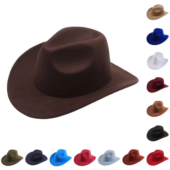 LIUYUNNN Little Boys Cowboy Hat Stylish Cowboy Hat Western Wool Mid Brim Performance Hat For Outdoor Casual Wear Ethnic Folk Design, One Size