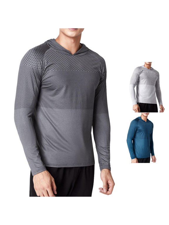 Men's Outdoor Athletic Long Sleeve Hoodie Running Base Layer Workout Sweatshirt Men's Hooded Sweatshirt Mens Lightweight Sweatshirt Mend Hoodies, Size L