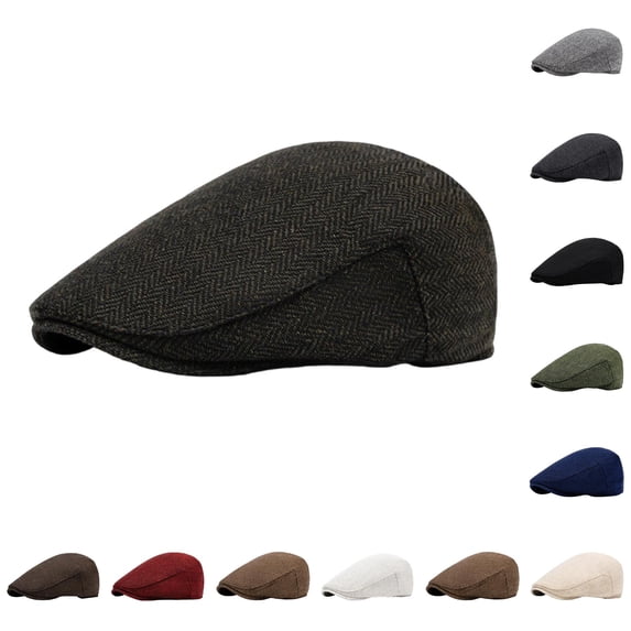 LIUYUNNN Pack of Classic British Style Newsboy Cap In Houndstooth Blend For And Front Brim Beret With Sun Shield Timeless Filigree Hat For All Seasons, One Size