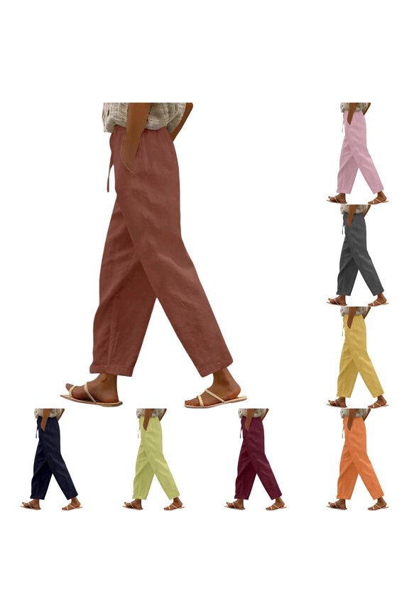 Pant for Women Casual Summer Effortless Everyday Casual Pants With Elastic Waist And Back Pockets For Comfortable Fit, Size L