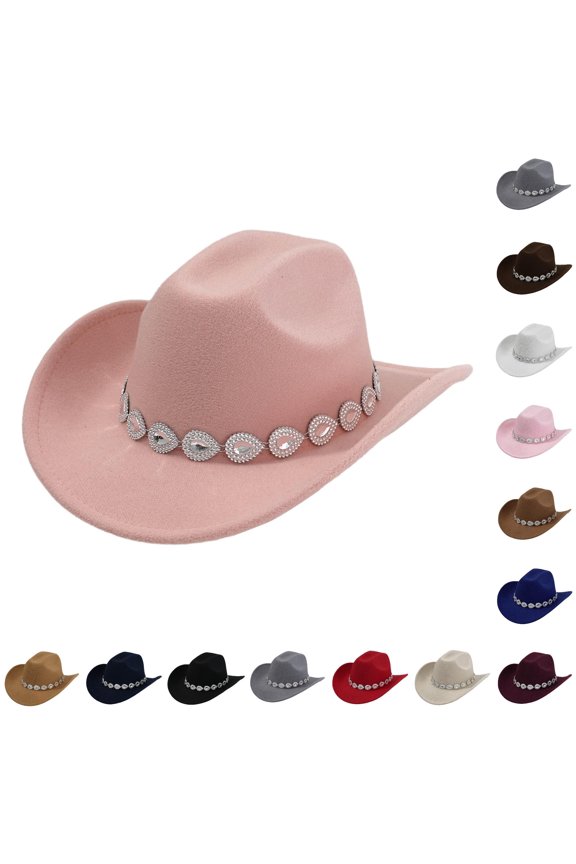 Party Hats Western Cowboy Hat For Men And Women Style With Metal Drops Net Design Chain For Parties And Fashion Events, One Size