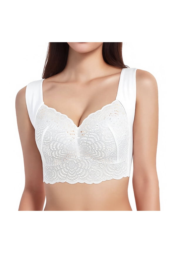 Seamless Fit Plus Size Wire Ice Silk Gathering Sleep Exercise Yoga Bra Support Sports Bra, Size XXXL