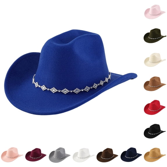 LIUYUNNN Sombrero Hats Party Pack Western Cowboy Hat For Men And Women Bohemian Style Fedora With Rhinestone Embellishments Curved Brim Fashion Accessory, One Size