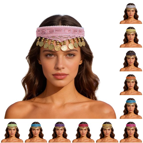 LIUYUNNN Sports Hair Band for Men Exquisite Dance Hair Headpiece Belly Dance Hair With Ethnic Bohemian Headband For Performance, One Size
