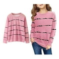 thumbnail image 1 of LIUYUNNN Teen Boys Shirts StripesPink Long Sleeve Shirt Kids Fall Tops Crewneck Basic Tees Cotton T Shirt Girls Shirts Size 14-15 Years Boys Girls Four Seasons Outfits, 1 of 3