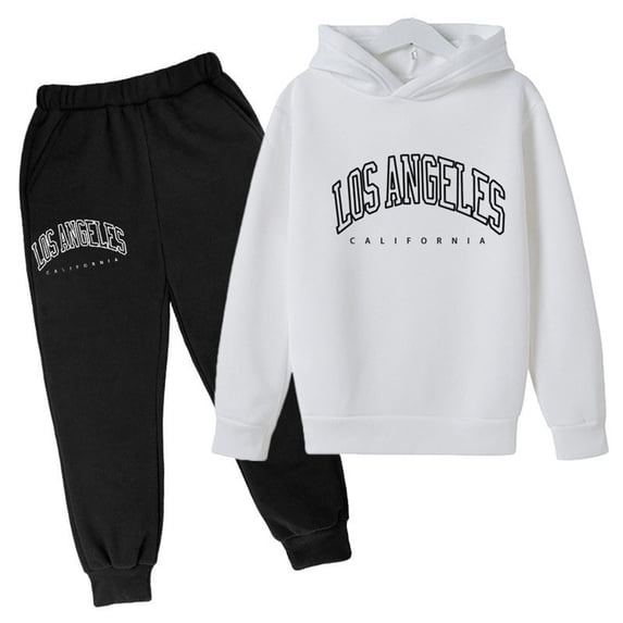 LIUYUNNN Teen Tracksuit Sets 2 Piece Long Sleeve Letter White Sweatshirt and Jogger Warm Fall Winter Clothes Clothes for Girls 13-14 Years Boys Girls Fall and Winter Outfits
