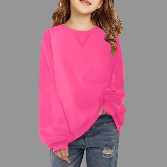 LIUYUNNN Teen Sweatshirts Long Sleeve Pullover Hot Pink Sweatshirts Crewneck Pullover Tops Winter Clothes Size 13-14 Years Boys Clothes Boys Girls Fall Outfits