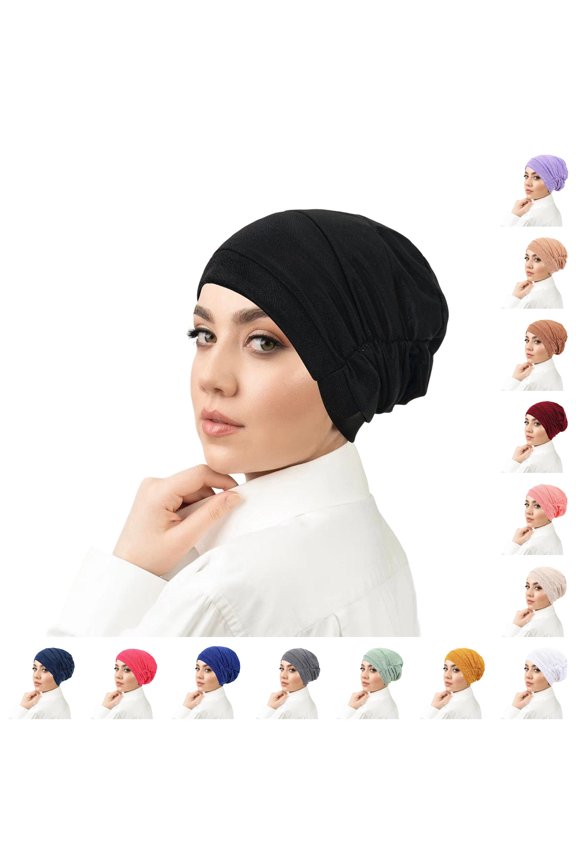Thin Athletic Headbands Pleated Headband Scarf Comfortable Breathable Hair Wrap Hijab Cap, One Size