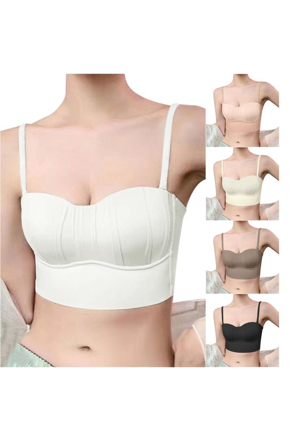 Thin Padded Bra With Removable Padding Seamless Full Coverage Bras For Women Adjustable Underwire Solid Color Bra Strapless Bra, Size S