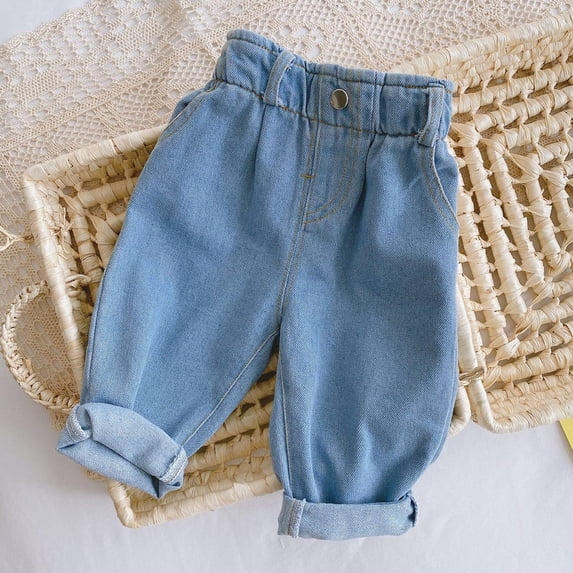 LIUYUNNN Toddler Baby Boy Girl Jeans Casual High Waisted Pant Straight Denim Jean Trousers Boys Clothes Jacket, Size 3-6 Months