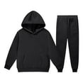 thumbnail image 1 of LIUYUNNN Toddler Boys Girls Active 2 Piece Long Sleeve Letter Black Pullover Hoodie Sweatpants Set Fall Winter Clothes Tracksuit Jogging Outfits Set 2-3 Years Boys Girls Fall and Winter Outfits, 1 of 3