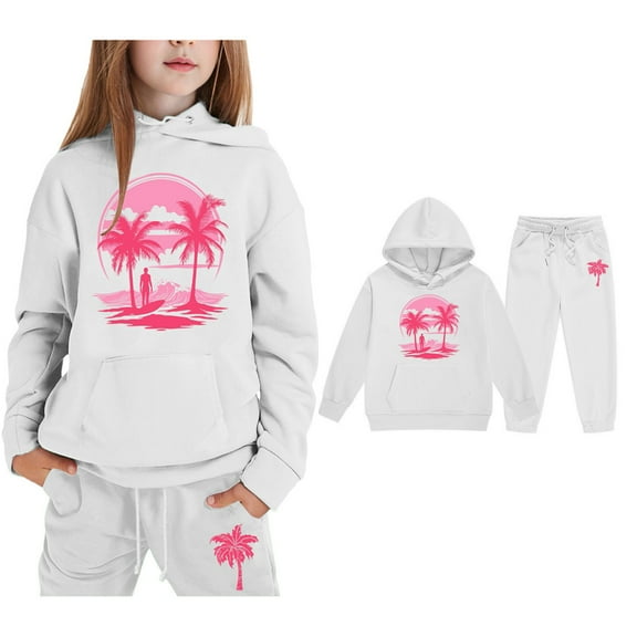 LIUYUNNN Toddler Boys Girls Sweatsuit Set 2PC Long Sleeve White Heart Tracksuit Hoodie Sweatpants Joggers Set Winter Clothes Preppy Clothes for Girls 2-3 Yeats Boys Girls Autumn and Winter Outfits