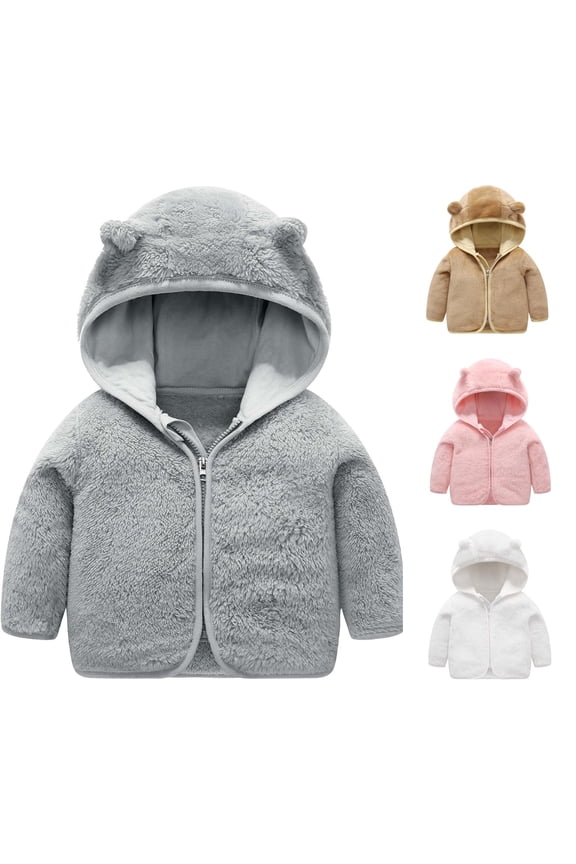 Toddler Boys Girls Windproof Hooded Coat Solid Jacket Kids Warm Outerwear Quilted Coats, Size 3-6 Months