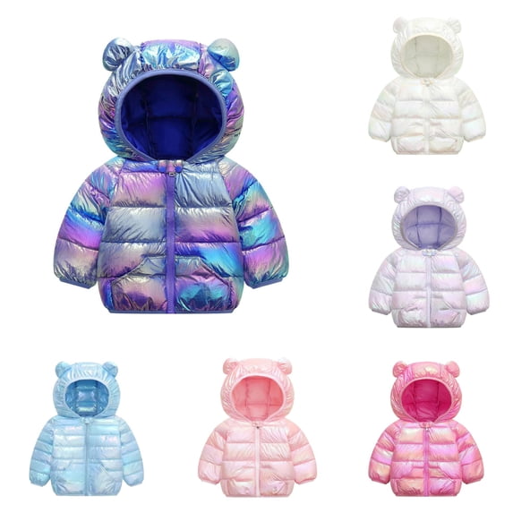 LIUYUNNN Toddler Boys Girls Winter Coat Hooded Jacket Wear Windproof Zipper Warm Outwear 4t Kids Coat, Size 12-18 Months