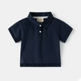 thumbnail image 1 of LIUYUNNN Toddler Boys' Polo Shirts Short Sleeve Boys Navy Button up Shirt Boys School Uniform Shirts Classic 2-3 Years Boys Size ShirtsBoys Girls Four Seasons Outfits, 1 of 3