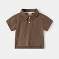 thumbnail image 1 of LIUYUNNN Toddler Youth Polo Shirts for Boys Short Sleeve Coffee Button down Shirt Boys School Uniform Shirts Casual Collared Shirts 2-3 Years Boy ShirtsBoys Girls Four Seasons Outfits, 1 of 3