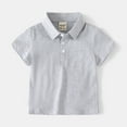 thumbnail image 1 of LIUYUNNN Toddler Boys Polo Shirts Short Sleeve Kids Grey Button down Shirt Boys Uniform Shirts Collared Shirt 18-24 Months Boy ShirtsBoys Girls Four Seasons Outfits, 1 of 2