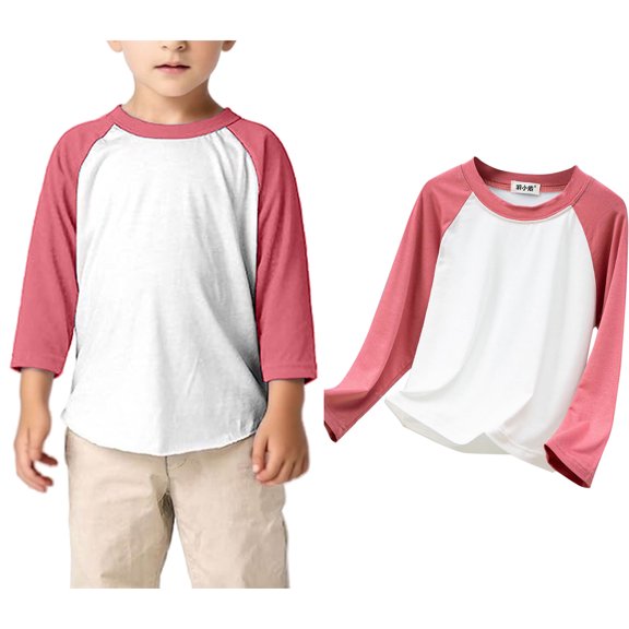 LIUYUNNN Toddler Boys Shirts Solid ColorRed Long Sleeve Kids Fall Tops Crewneck Basic Tees Cotton T Shirt Girls Clothes 18-24 Months Boys Girls Four Seasons Outfits