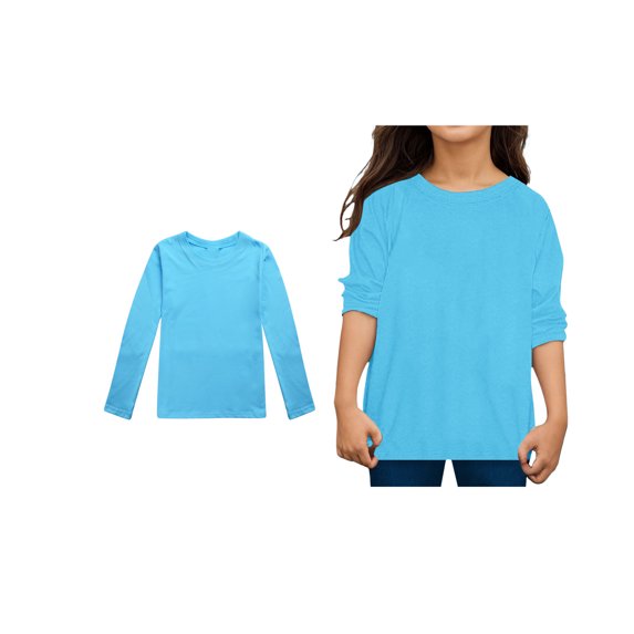 LIUYUNNN Toddler Boys T Shirts Solid ColorBlue Long Sleeve Shirt Crewneck T-Shirts Fall Tops Tees Comfort Colors Girls Shirts Size 2-3 Years Boys Girls Four Seasons Outfits