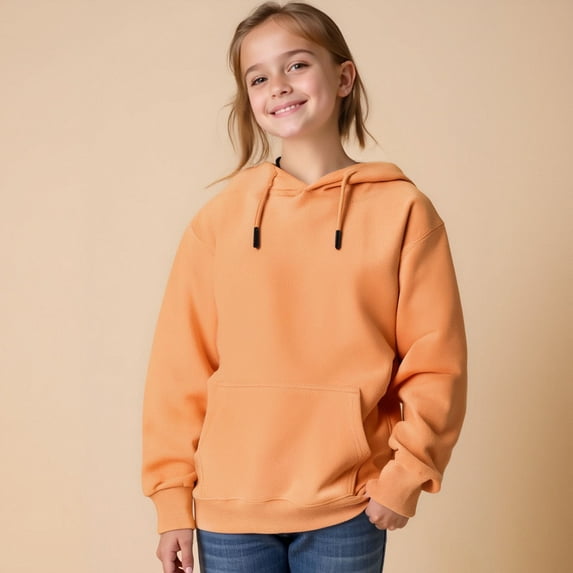 LIUYUNNN Toddler Hoodies for Girls Pullover Orange Hoodies Long Sleeve Hooded Sweatshirt Top Warm Fall Winter Clothes Little Girls Clothes Size 2-3 Years Boys Girls Fall Outfits