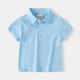 thumbnail image 1 of LIUYUNNN Toddler Polo Shirt Boys Short Sleeve Boys Light Blue Button down Shirt School Uniform Shirts Casual Collared Shirts 12-18 Months Boy ClothesBoys Girls Four Seasons Outfits, 1 of 5