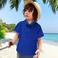 thumbnail image 1 of LIUYUNNN Toddler Polo Shirt Boys Short Sleeve Dark Blue Button up Shirt Boys School Uniforms Casual 2-3 Years Boys Size ShirtsBoys Girls Four Seasons Outfits, 1 of 3