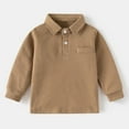 thumbnail image 1 of LIUYUNNN Toddler Polo Shirts for Boys Long Sleeve Boy Brown Button down Shirt School Uniform Casual 18-24 Months Boys Shirts Size Boys Girls Four Seasons Outfits, 1 of 4