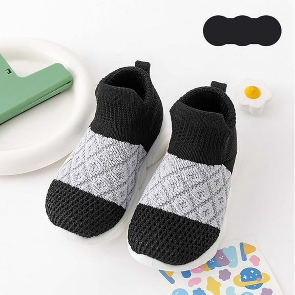 LIUYUNNN Toddler Solid Color Walking Shoes with Grip Sneakers Elastic Slippers Boys toddler slippers 6 Boys Girls Four Seasons Outfits