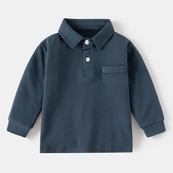 LIUYUNNN Toddler Youth Polo Shirts for Boys Long Sleeve Boy Blue Button down Shirt Boys School Uniform Shirts Classic 2-3 Years Boys ShirtsBoys Girls Four Seasons Outfits