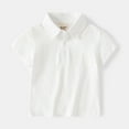thumbnail image 1 of LIUYUNNN Toddler Boys' Polo Shirts Short Sleeve Kids White Button down Shirt Boys Uniform Shirts Casual 2-3 Years ShirtsBoys Girls Four Seasons Outfits, 1 of 3